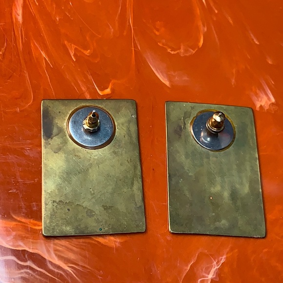 Vintage brass earrings for pierced ears - Picture 8 of 14